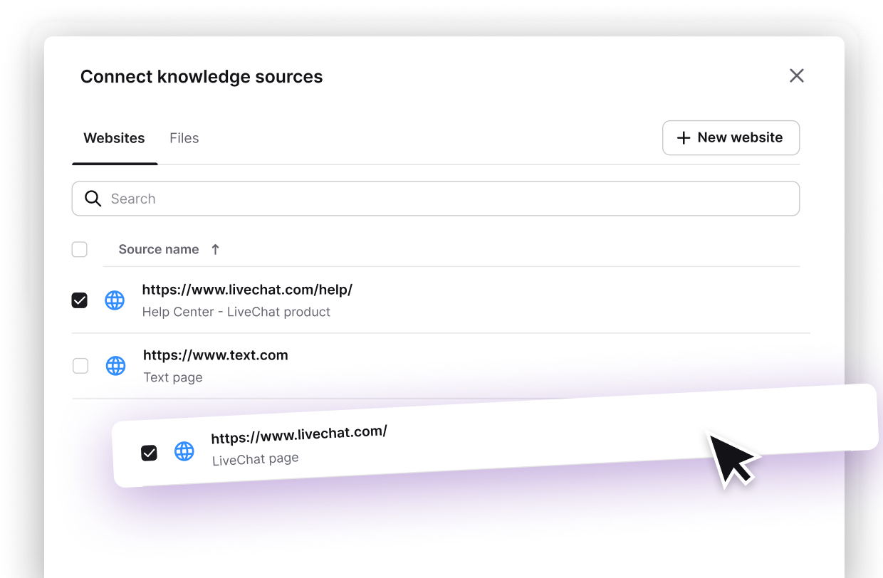 Retail AI knowledge sources for product inventory and customer support